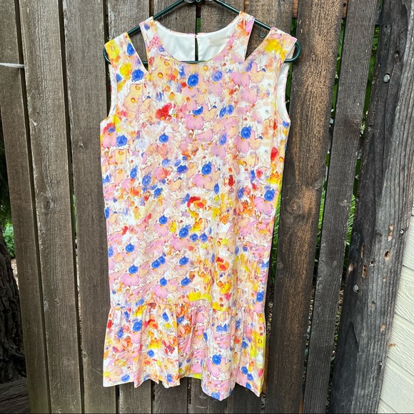 Cluny by Cynthia Steffe Cutout Shoulder Floral Print Flounce Dress NWT Sz 6 - Picture 3 of 16